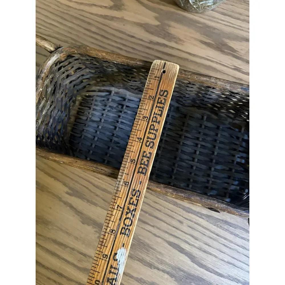 Vintage Woven Wicker Storage Basket With Handles Narrow Basket